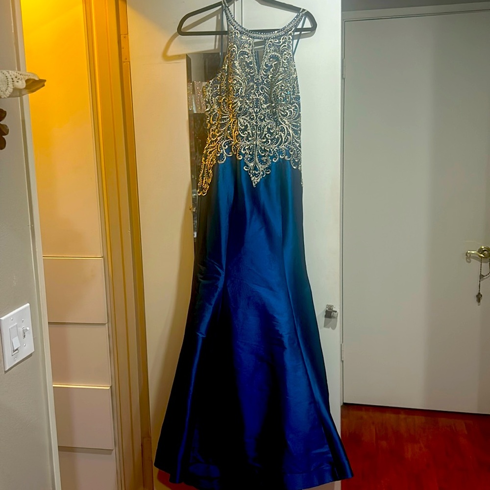 Stunning blue and gold Mermaid dress